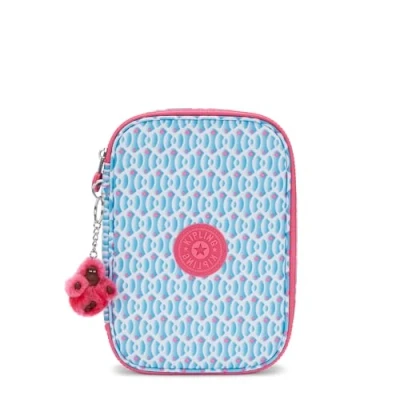 Image of Kipling 100 PENS Large pencase, Pouches, Cases, Dreamy Geo C (Blue)