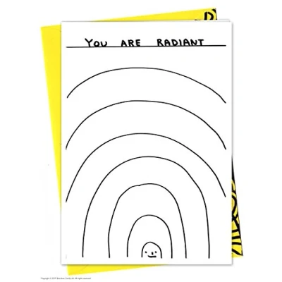 Image of Brainbox Candy David Shrigley Funny Happy Birthday Card &#039;You are Radiant&#039; Perfect for Friends Him Her Boyfriend Girlfriend Partner Sold