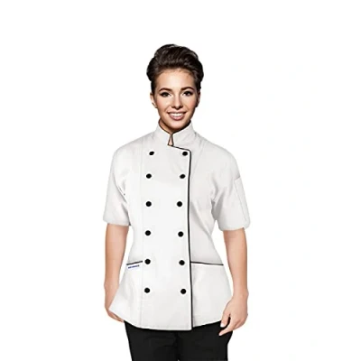 Image of Chef Apparel Short Sleeves Women&#039;s Ladies Chef&#039;s Coat Jackets XXL (for Bust 42 43), White