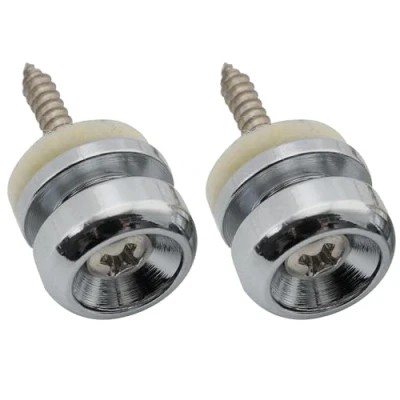 Image of Musiclily Pro 14mm Steel D Type Strap Buttons End Pins for Electric Acoustic Classical Guitar Ukulele, Chrome (Set of 2)