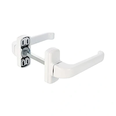 Image of Amig Set of 2 Door Handle with Rosettes Epsilon Model 132 x 70 mm 8 Square Elegant and Simple Design Ergonomic Grip White Aluminium