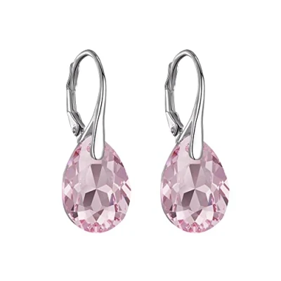Image of Philip Jones Sterling Silver Light Rose Drop Earrings Created with Zircondia® Crystals