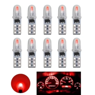 Image of YOUNLEN T5 LED Bulbs, 2721 27 37 286 PC74 Bulb, for Car Interior Light Dashboard Auto Instrument Lamp Replacement, 12V 0.6W 40LM 3014 Chips, Pack of 10（Red）