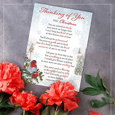 Image of Regal Publishing Traditional Plastic Grave Memorial Christmas Card Thinking Of You 120 x 165 mm, C89085