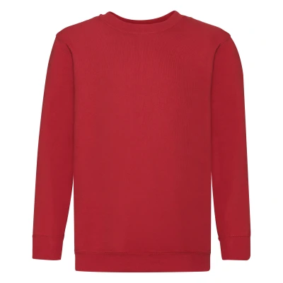 Image of Fruit of the Loom Childrens Unisex Set In Sleeve Sweatshirt (Red) Size 3 4Y