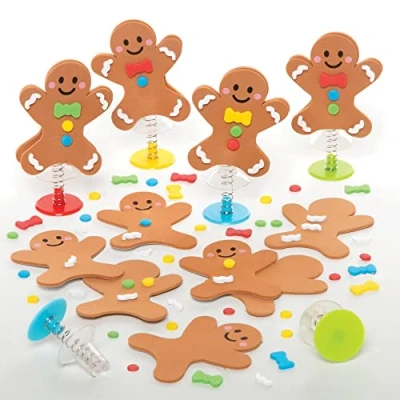 Image of Baker Ross FE934 Gingerbread Jump Up Kits Pack of 8, Craft Activities for Kids to Assemble, Decorate and Play, Great as a Gift Creative Children