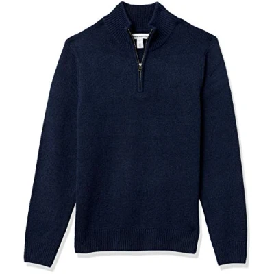 Image of Amazon Essentials Men&#039;s Long Sleeve Soft Touch Quarter Zip Jumper, Navy, XXL