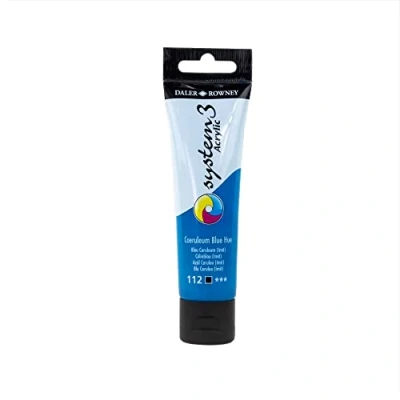 Image of Daler Rowney System3 Acrylic Paint, Plastic Tube, 2oz 59 ml, Coeruleum Blue Hue