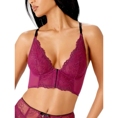 Image of Gossard Womens Superboost Lace Deep V Bralet Purple Polyamide Size 32FF