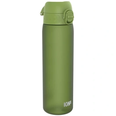 Image of Ion8 Water Bottle, 500 ml/18 oz, Leak Proof, Easy to Open, Secure Lock, Dishwasher Safe, BPA Free, Hygienic Flip Cover, Carry Handle, Fits Cup Holders, Clean, Carbon Neutral, Khaki Green