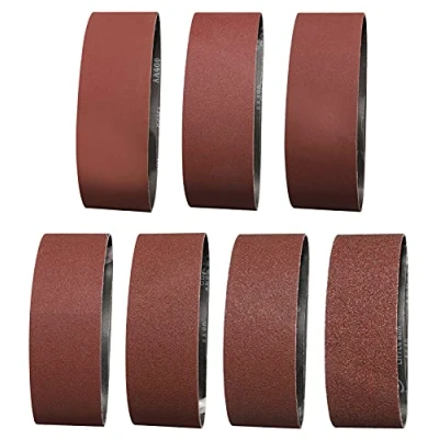 Image of Sruhrak 14 Pack Abrasive Sanding Belts 75x610mm Polishing Belt, 2 Each of 40/60/80/120/180/240/400 Grits Aluminium Oxide Tool for Portable Belt Sander