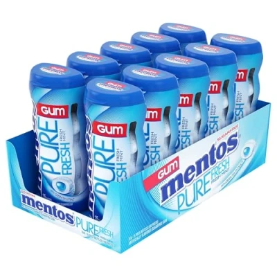 Image of Mentos Gum Pocket Bottle, Pure Fresh Mint, 1.06 Ounce (Pack of 10)