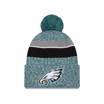 Image of New Era Philadelphia Eagles NFL 2023 Sideline Sport Knit OTC Green Black Beanie