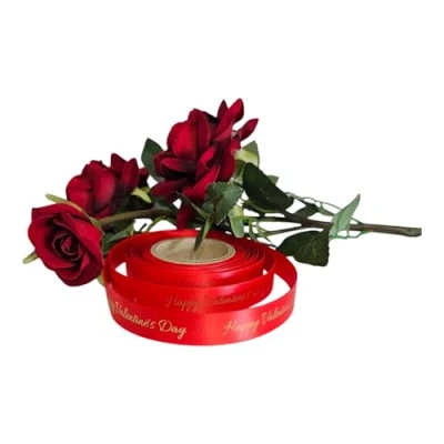 Image of Valentines Ribbon 15mm x 5 Metre Roll 3 Designs to Choose from (Happy Day)