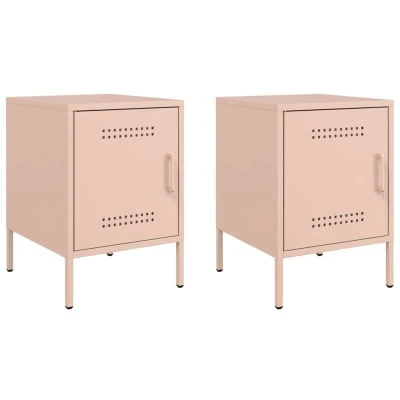 Image of vidaXL Bedside Cabinets 2 pcs Pink 36x39x50.5 cm Steel
