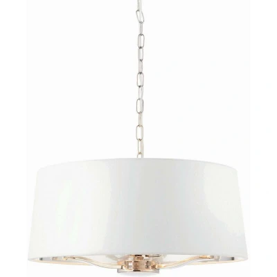 Image of Harvey Multi Arm Cylindrical Pendant Light Bright Nickel Plate, Vintage White Fabric