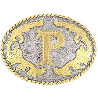 Image of STARBRILLIANT Luxury Retro English Letter A Z Vintage Celtic Knot Belt Buckle for Men Simple Cowboy (P)