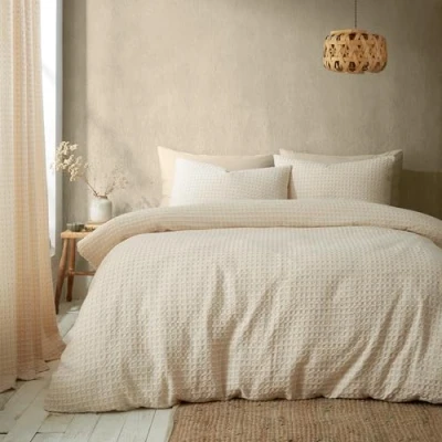 Image of Pineapple Elephant Muscat Waffle Single Duvet Cover Set with Pillowcases Natural
