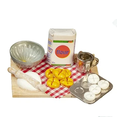 Image of Melody Jane Dolls House Baking Bread in Progress on Board Miniature Kitchen Accessory 1:12