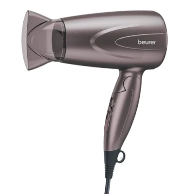 Image of Beurer HC17 Hairdryer, Lightweight Hairdryer with Folding Function, 2 Heat &amp; Blower Settings, 1300 Watts, Overheating Protection Professional Nozzle, Foldable Handle for Travelling, Purple