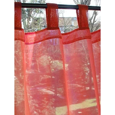 Image of Just Contempo Tab Top Voile Panel, Red, 58x48 inches