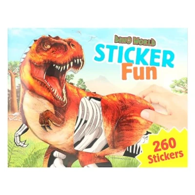 Image of Depesche 12408 Dino World Sticker Fun Book with 24 Colourful Background Pages to Design Yourself Includes 250 Stickers