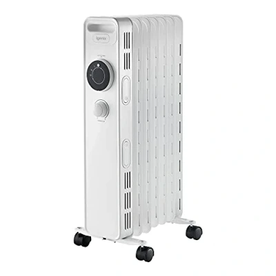 Image of Igenix IG2615 Oil Filled Radiator, 1.5kW/1500W 7 Fin Electric Low Energy Heater with 3 Adjustable Heat Settings &amp; Overheat Protection, 1500 W, White