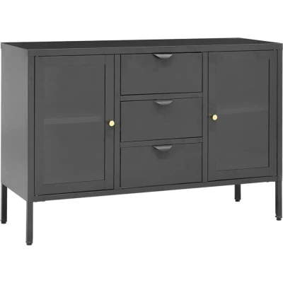 Image of vidaXL Sideboard Anthracite 105x35x70 cm Steel and Tempered Glass