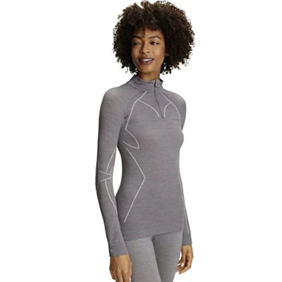 Image of FALKE Women&#039;s Wool Tech. Base Layer Top, Thermal, Grey (Grey Heather 3757), L (1 Piece)