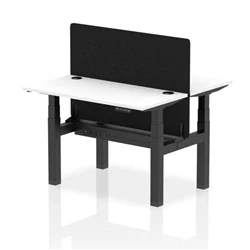Image of Air B2B 1200x600mm Adjustable 2P Bench Desk CP White/Black + Screen