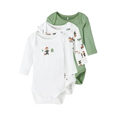 Image of NAME IT Baby Boys&#039; Nbmbody 3P Ls Firefighter Noos Bodysuit, Kashmir, 6 9m