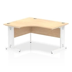 Image of Impulse 1400mm Left Crescent Desk Maple Top White Cable Managed Leg