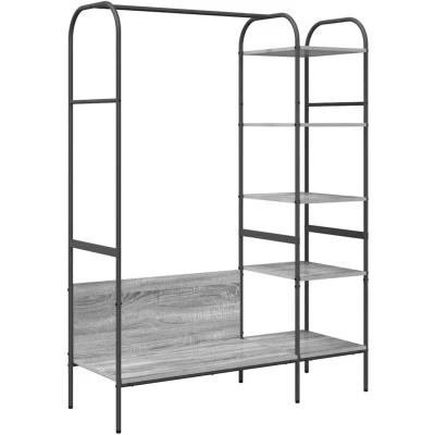 Image of vidaXL Clothes Rack with Shelves Grey Sonoma 120x44x160 cm Engineered Wood