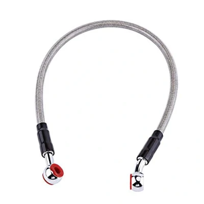 Image of Brake Oil Hose Line, Braided Line Banjo Fitting Stainless Steel End, Suitable for Most of Motorcycle(45CM Grey)