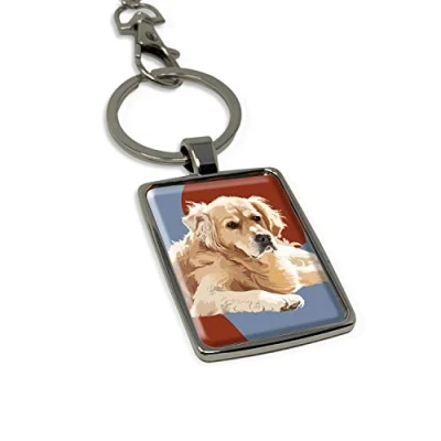 Image of Golden Retriever Keyring Keychain Gift by Leslie Gerry