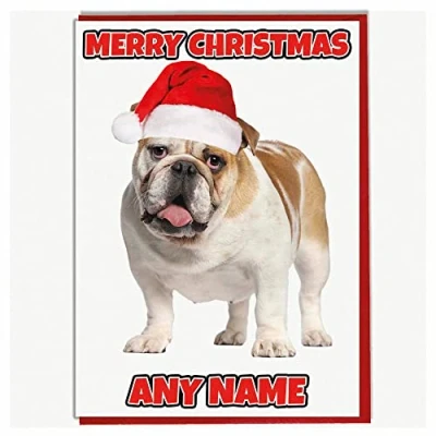 Image of AK Giftshop Personalised Bulldog Christmas Card