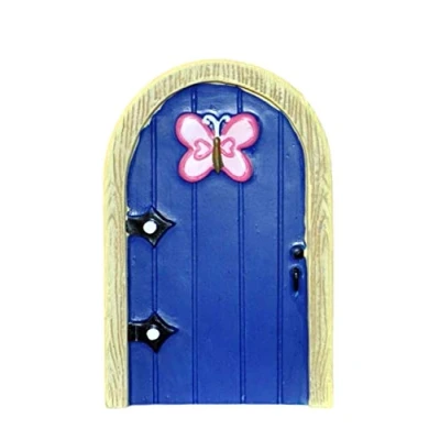 Image of BZB Enchanted Miniature World Fairy Door Garden Home Indoor Outdoor Ornament 8 designs 12cm (blue butterfly)
