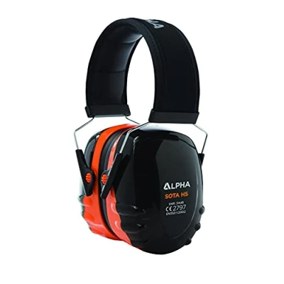 Image of Alpha Sota H5 Black, Orange Ear Defenders Adults Safety Earmuffs with Headband, Hearing Protection Against High Noise Levels Upto SNR 34DB