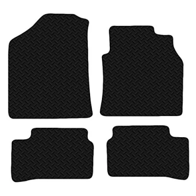 Image of Carsio Car Mats 4pc Set For Hyundai i10 2014 Onwards Tailored Fit Rubber Floor Mat Complete Accessory Black Custom Fitted Anti Slip Backing, Heavy Duty &amp; Waterproof
