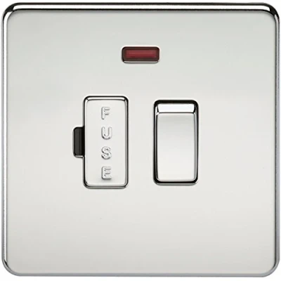 Image of KnightsBridge 13A Screwless Polished Chrome Switched Fused Spur Connector Unit with Neon