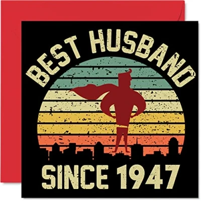 Image of 77th Anniversary Card for Husband from Wife Best Since 1947 Love You Gifts, Happy Wedding Cards Partner, 145mm x Greeting Seventy Seventh Anniversaries
