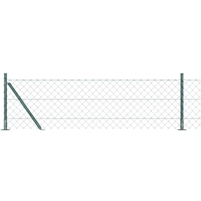 Image of vidaXL Chain Link Fence with 7 Flanged Posts 0.6x10 m Galvanised Steel