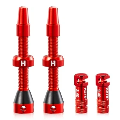 Image of 2PCS Bike Tubeless Presta Air Valve Stem, Red, Integrated Core Spoke Removal Tool(44 mm)