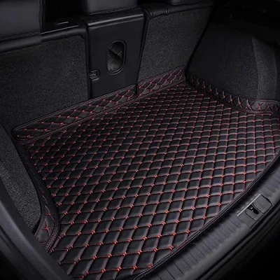 Image of Tailored Car Leather Boot Mats For Jaguar XE 2014 2018, Rear Trunk Cargo Tray Liners Luggage Mat Anti Scratch Carpets Protector Pad High Side Interior Accessories,D/Black Red