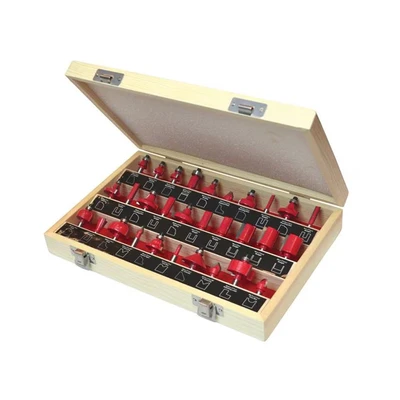 Image of Faithfull FAIRBS30 1/4 Inch TC Router Bit Set of 30 with Storage Case Shank,Red / Silver