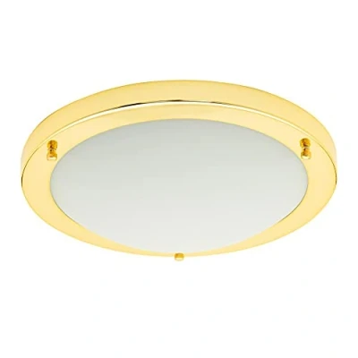 Image of LITECRAFT Mari Ceiling Light Bathroom IP44 Rated Flush Fitting (Brass, Large, 28 Watt)