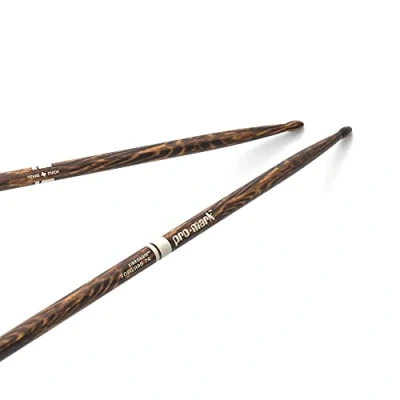 Image of ProMark Drum Sticks Classic 7A Drumsticks FireGrain For Playing Harder, Longer No Excess Vibration Lacquer Finish, Oval Wood Tip, Hickory 1 Pair
