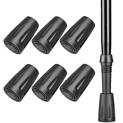 Image of 6 Pcs Walking Stick Rubber Tips, Replacement Pole Ends Trekking Poles Caps, Tip Protector 11mm Tips Ferrules for Hiking