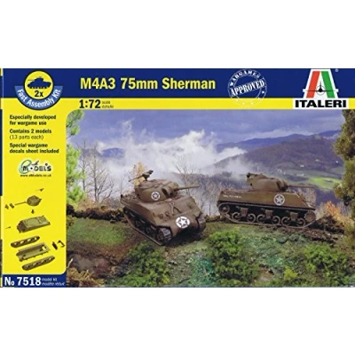 Image of Italeri 510007518 1: 72 Sherman M4 A3 75 mm (Pack of 2)