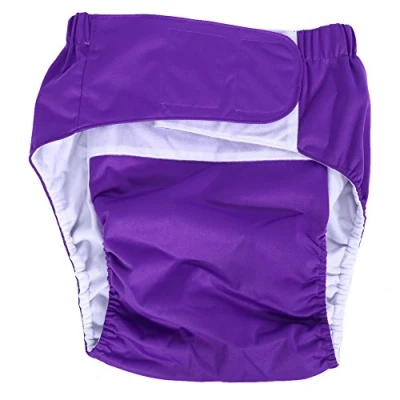 Image of Nikou Adult Nappies, Washable Diaper Adjustable Incontinent Care Cloth Diaper, Breathable Nappy Pants Reusable Elderly Personal Care(Dark Purple)